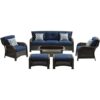 Hanover Outdoor Patio Lounge Set - 6 pieces, Navy Blue