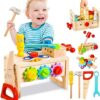 BAODLON Kids Tool Kit - 36 Pcs Wooden Toddler Tools Set with Tool Box - Montessori STEM Learning Construction Toys for 2-5 Year Olds - Christmas Birthday Gift