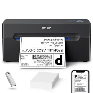 Nelko Bluetooth Thermal Shipping Label Printer, Wireless 4x6 Shipping Label Printer for Shipping Packages, Support Android, iPhone and Windows, Widely Used for Amazon, Ebay, Shopify (Black)
