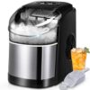 Portable Ice Maker Countertop, FREE VILLAGE 9 Ice in 6 Mins, 26Lbs/24H, Self-Cleaning, Ice Machine with Scoop & Basket (Black)