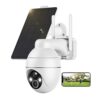 TKENPRO 2K Wireless Outdoor Security Camera with Spotlight Color Night Vision, Solar Power, PIR Detection, Pan Tilt, 4X Zoom, 2.4GHz Wi-Fi, IP65 Waterproof