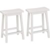 Amazon Basics Wood Saddle-Seat Kitchen Counter-Height Stool, White (Set of 2)