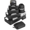 Veken 8-Piece Packing Cubes Set for Suitcases and Travel Bags - Black