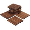 Teak Wood Interlocking Flooring Tiles, Oiled Finish - Set of 10