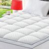 Queen Cooling Mattress Topper Pillow Top - Plush Soft & Extra Thick, 3D Snow Down Alternative Fill - White