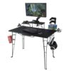 Atlantic Gaming Desk - Carbon-Fiber Desktop, Steel-Wire Legs, Monitor Platform, Tablet/Phone Stand, Speaker Stands, Gadget Rack - Black