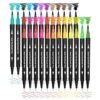 Dual Brush Marker Pens - 24 Colored Markers - Fine Point and Brush Tip - for Coloring Books, Bullet Journals, Planners, and Note Taking