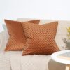 Minky Dot Throw Pillow Cover 18"x 18", 2 Pack Caramel