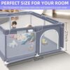 Suposeu Baby Playpen, Play Pen for Kids Activity Center, Large Baby Playard for Indoor and Outdoor, Sturdy Safety Baby Fence with Soft Breathable Mesh for Toddler, Grey