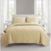 VCNY Home King Quilt Set: Charming Beach Design, Lightweight Microfiber, Tan, 3 Piece Set