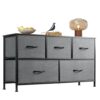 WLIVE 5-Drawer Fabric Dresser for Bedroom, Closet, Living Room, Hallway, Nursery (Dark Grey)