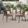 Flash Furniture Lila Rattan Stack Chair (2 Pack, Medium Brown)