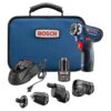BOSCH 12V Max Cordless Power Drill Driver Kit with 5-In-1 Flexiclick System Multi-Head Drill Set with (2) 2 Ah Batteries (GSR12V-140FCB22)
