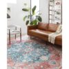 Loloi II Skye Collection Area Rug, Traditional Design, Brick/Ocean, 5' x 7'6"