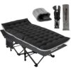 Camping Cots for Adults with Mattress - 900lbs Double Layer Oxford Sleeping Cots - Portable and Lightweight - Black