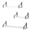 Floating Shelves Wall Mounted Set of 3, Rustic Wood Wall Storage Shelves - White/Brown Bracket