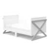 Storkcraft Equinox Toddler Bed (White/Pebble Gray) - GREENGUARD Gold Certified, Includes Rails, Fits Standard Crib Mattress