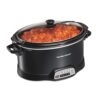 Hamilton Beach 7 Quart Programmable Slow Cooker with Three Temperature Settings, Lid Latch Strap, Dishwasher Safe Crock, Black (33474)