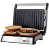 OVENTE Electric Panini Press Sandwich Maker with Non-Stick Plates, 180 Degree Opening, 1000W Indoor Grill, Silver GP0620BR