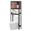 Over the Toilet Storage Cabinet - Adjustable Shelf Organizer - Easy Assembly - Black - 24.4" W x 8.6" D x 65.4" H