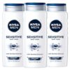 NIVEA MEN Sensitive Body Wash with Bamboo Extract, 3 Pack of 16.9 Fl Oz Bottles