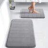 Yimobra Memory Foam Bath Mat Set, Non Slip Super Absorbent Bathroom Rugs, Machine Washable, Gray