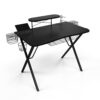 Atlantic Gaming Desk Pro – Carbon-Fiber Desktop, X-Legs, Detachable Monitor Platform, Tablet/Cell Phone Holder, Speaker Stands, Controller Rack – Black