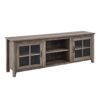Walker Edison Portsmouth 2 Glass Door TV Stand, 80" TV, 70", Grey Wash