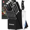 Prime Member Deal: Astercook 15-Piece Kitchen Knife Set with Block, High Carbon Stainless Steel, Sharpener, Dishwasher Safe - Black