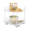 2-Tier Sliding Pantry Organizer, 16.73" H x 15.35" W x 16.14" D, Powder-Coated Steel Frame, Easy Installation, White