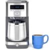 GE Drip Coffee Maker With Timer | 10-Cup Thermal Carafe Pot Keeps Coffee Warm for 2 Hours | Adjustable Brew Strength | Wide Shower Head for Maximum Flavor | Kitchen Essentials | Stainless Steel
