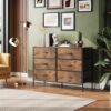 Prime Member Deal: WLIVE 6-Drawer Wide Dresser and TV Stand with Metal Frame, Rustic Brown Wood Grain