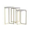 Modern Hexagon Nesting Side End Table Set - Small End Table, Set of 3 - Marble and Gold