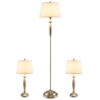 Tangkula 3-Pack Lamp Set, 2 Table Lamps & 1 Floor Lamp, Modern Design, Ideal for Bedroom, Living Room, Study, Bulbs Required (Nickel)