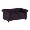 Chesterfield Loveseat Sofa, BlackBerry and Dark Brown, 61.75 x 33.75 x 27.75