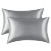 Satin Pillowcase for Hair and Skin - Grey, Set of 2 (Standard Size, 20x26 Inches)
