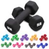 Portzon Neoprene Dumbbells Set - 10 Color Options - Anti-Slip - Anti-Roll - Hex Shape - 1-15 LB - Set of 2