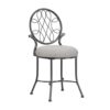 Hillsdale Vanity Stool with Spiral Pattern Design, Metallic Gray
