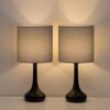 Small Table Lamps - Vintage Bedside Nightstand Lamps Set of 2, Gray