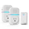 TECKNET Wireless Doorbell - Self-Powered, 0-110db, Plug-through, IP66 Waterproof, 1300ft Range, 60 Chimes, LED Light (White)