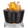 TIKI Brand Smokeless Patio Fire Pit, Wood Burning Outdoor Fire Pit - Includes Wood Pack, Modern Design with Removable Ash Pan and Weather Resistant Cover, Black