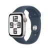 Apple Watch SE (2nd Gen) GPS + Cellular 44mm with Silver Aluminum Case and Storm Blue Sport Band, Fitness, Sleep Tracker, Crash Detection, Heart Rate Monitor