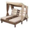 KidKraft Wooden Outdoor Double Chaise Lounge with Cup Holders