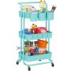 3-Tier Rolling Mobile Utility Cart (Blue)