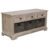 Ashley Oslember Farmhouse Storage Bench with Drawers and Baskets, Brown
