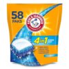 Arm & Hammer Laundry Detergent Power Paks, 58 Count