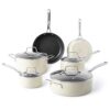 Martha Stewart Lockton Premium Nonstick Cookware Set - Linen White