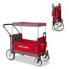 Radio Flyer Convertible Stroll N Wagon with 5 Point Harnesses, Rear Brake, Front Caster Wheels, 12 Inch Rear Wheels, and Push Pull Handle, Red