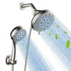 WaterSong Shower Head Combo - 6-Setting Handheld Showerhead and 5-Setting Rainfall Spray, High Pressure/Trickle Mode, 70” Stainless Steel Hose, Brushed Nickel