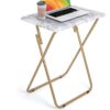 HUANUO Folding TV Tray Table - Stable and Foldable Snack Table for Bed & Sofa (Marbling)